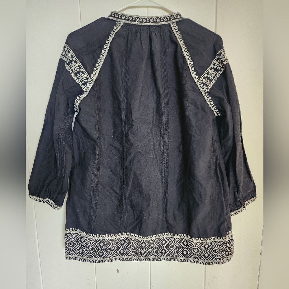 MADEWELL Black Embroidered CAMELIA Tassel Tunic Hippie Boho Top Small Peasantโ - Picture 5 of 16
